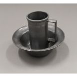 A Danish pewter tankard and bowl. The former 11 cm high.