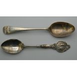 Two silver teaspoons, one inscribed ''White Rock B.C.