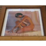 An Art Deco style Nude Study, oil on board, framed and glazed. 20.5 x 21 cm.