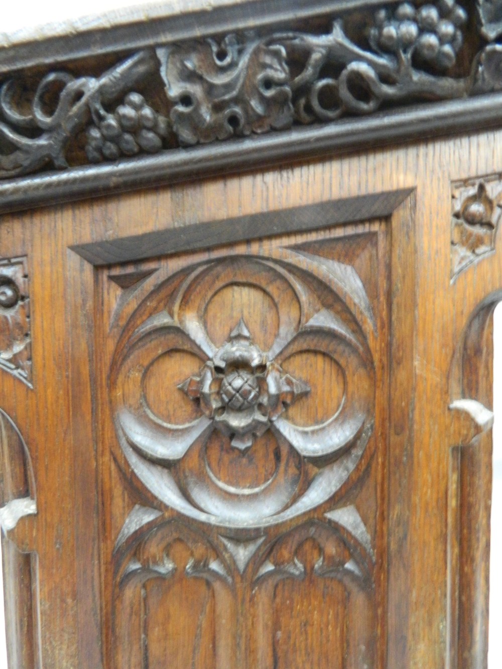 A Victorian carved oak lectern. 68.5 cm wide, 84 cm high, 61 cm deep. - Image 9 of 12