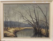 M MUELLER, River Scene, oil on board, dated '68, framed. 62 x 47 cm.