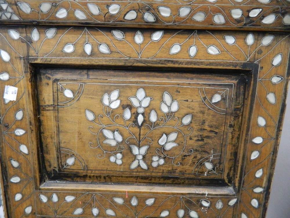 A Syrian mother-of-pearl inlaid chest of drawers with associated marble top. - Image 13 of 25