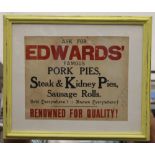 An Edwards Pork Pie poster, together with a Brown and Polson certificate, each framed and glazed.