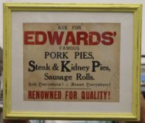 An Edwards Pork Pie poster, together with a Brown and Polson certificate, each framed and glazed.