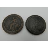 Two Georgian cartwheel pennies