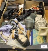 A quantity of miscellaneous items, including three pairs of opera/field glasses, vintage dolls,