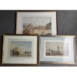 Three 19th century Marine watercolours, all framed and glazed. The largest 45 x 30 cm.