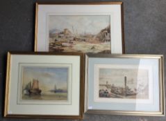 Three 19th century Marine watercolours, all framed and glazed. The largest 45 x 30 cm.