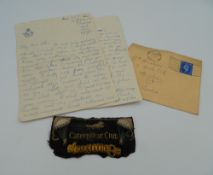 A 1941 RAF dated letter and Caterpillar Club uniform badge awarded to aircrew and pilots that