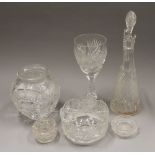 A quantity of cut glass items