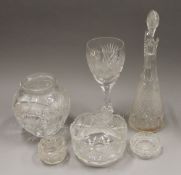 A quantity of cut glass items