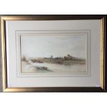 19TH/20TH CENTURY SCHOOL, Tewkesbury Abbey from the River, watercolour, indistinctly signed,