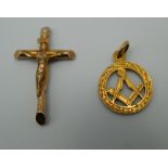 Two 9 ct gold pendants. 2.1 grammes.