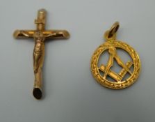 Two 9 ct gold pendants. 2.1 grammes.
