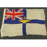 A 1918 dated linen WWI RAF airfield flag, stamped Oxford England. Approximately 94 x 64 cm.
