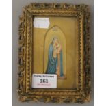 A small 19th century Continental print of The Madonna and Child, framed and glazed.