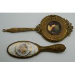 A Palais-Royal hand mirror and a porcelain mounted hand mirror.