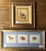 LATE 19TH/EARLY 20TH CENTURY, three Indian miniatures on ivory housed in a common frame,