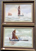 M J PENDREICH, Shipping Scene, oil on board, dated 1974, a pair, framed. 36 x 23.5 cm.