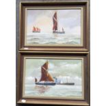 M J PENDREICH, Shipping Scene, oil on board, dated 1974, a pair, framed. 36 x 23.5 cm.