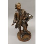 A patinated bronze model of Mozart. 49 cm high.