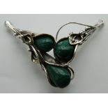 A silver and malachite pendant. 6.5 cm wide.