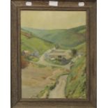 L BARNARD, Rural Village Scene, oil on canvas, dated 1914, framed. 40 x 30 cm.