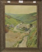 L BARNARD, Rural Village Scene, oil on canvas, dated 1914, framed. 40 x 30 cm.