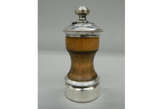 A sterling silver mounted peppermill and an early 20th century ivory peppermill. The former 10. - Image 2 of 7