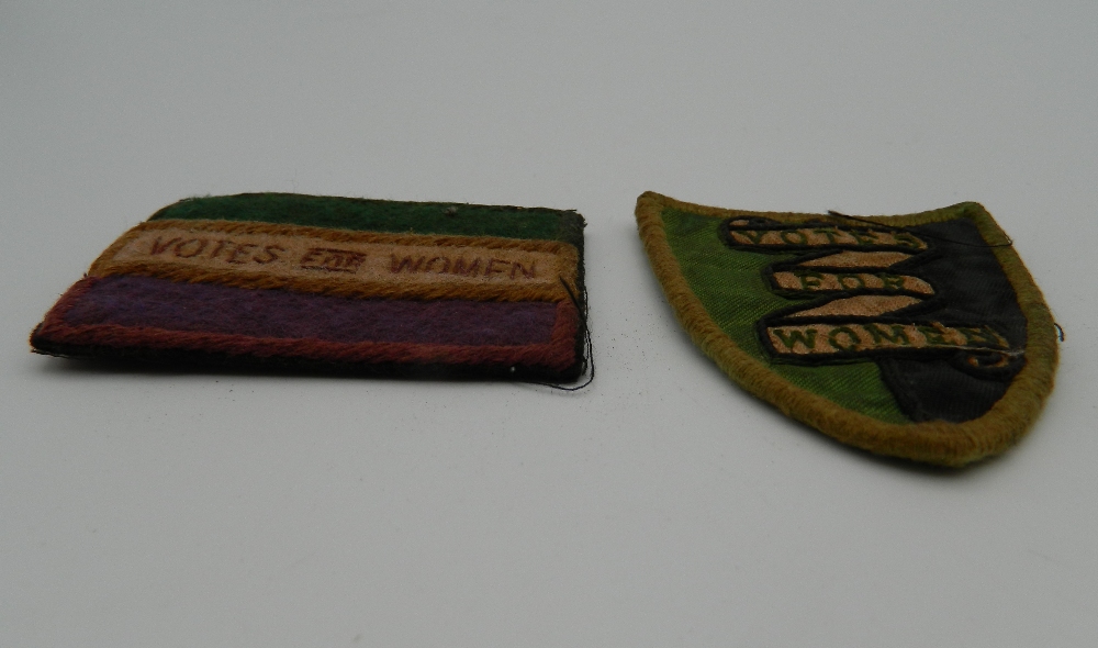 Two small Vote for Women suffragette type cloth patches, one shield shaped, the other rectangular. - Image 5 of 5
