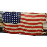 A rare WWII large American US Navy landing craft ship D-Day flag marked on leading edge LCI-489