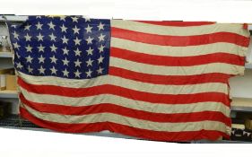 A rare WWII large American US Navy landing craft ship D-Day flag marked on leading edge LCI-489