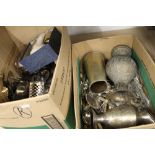 Two boxes of cutlery, silver plate, etc.
