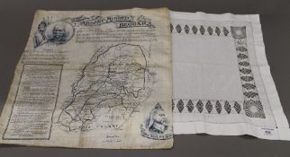 Two Boer War commemorative handkerchiefs. The largest 43 x 44 cm.