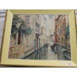 A Venetian Canal Scene, oil on canvas, indistinctly signed, possibly LINO MUZZIA, framed.