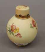 A Royal Worcester blush ivory pot pourri pot and cover. 11 cm high.