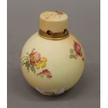 A Royal Worcester blush ivory pot pourri pot and cover. 11 cm high.