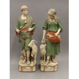 A pair of large Royal Dux porcelain figures formed as a Shepherd and Shepherdess.