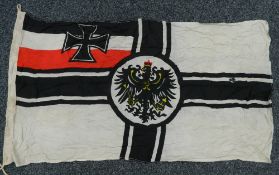 A WWI large linen Imperial Kaiser trench battle flag, indistinctly dated on leading edge 1916.