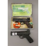 A boxed Webley Senior air pistol and a Webley Mark 1 air pistol