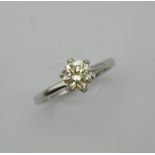 A 1 carat diamond and platinum solitaire ring. Ring N.