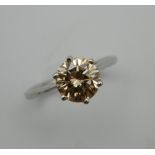 A platinum 2.15 carat diamond solitaire ring. Ring Size P.