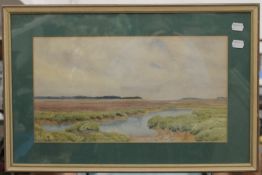 Wells-next-the-Sea, watercolour, initialled L.L.B, dated 7.22, framed and glazed. 43.5 x 24 cm.