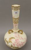 A large Pointons porcelain florally decorated vase. 40 cm high.