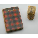 A late 19th century miniature book, The Story of Sir William Wallace, with tartanware cover,
