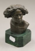 A small bronze bust. 14.5 cm high.