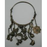 A Chinese unmarked silver necklace. 138.4 grammes.