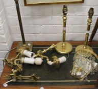 A quantity of brassware, including lamps.