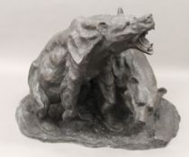 A large bronze animalier group modelled as two bears. 59 cm wide.