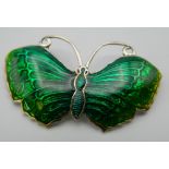 A sterling silver butterfly brooch